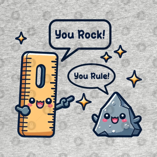 You Rock You Rule Funny Kawaii Ruler Rock by Printastic Artisan Design